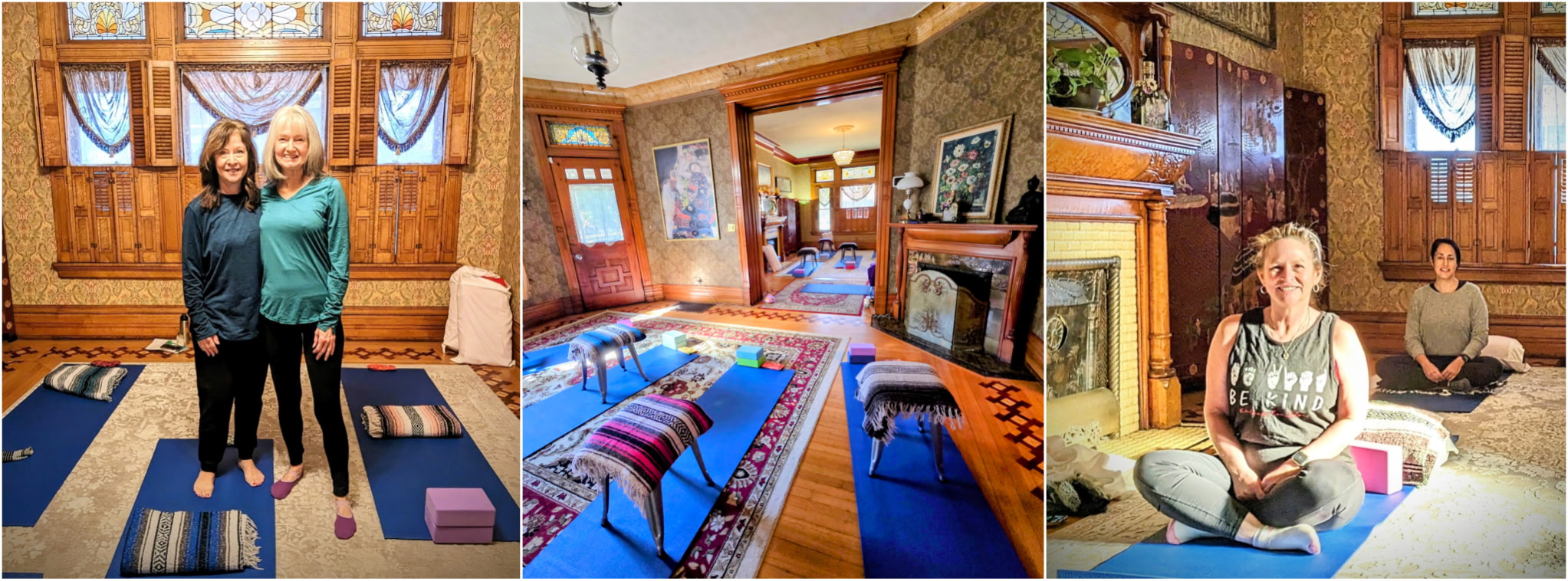 Yoga classes in the Victorian parlor at Benninghofen House